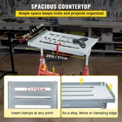 Welding Table 36 in. x 20 in. Steel Welding Bench Sawhorse Adjustable Angle Height with Casters Retractable Guide Rails by VEVOR -Bessey Sales vevor welding kits hjt3620yc00000001v0 4f 1000