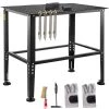 36 in. x 24 in. Welding Table 600 lbs.Adjustable Sawhorse Workbench Carbon Steel 0.12 in. Thick with Accessories, Gray by VEVOR