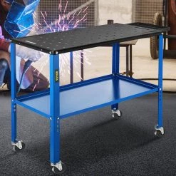 Welding Table 18 in. x 36 in. Portable Welding Workbench Sawhorse 1200 lbs. Load 0.11 in. Thick with Middle Shelf Wheel by VEVOR -Bessey Sales vevor welding kits hjtycbdd13618q11gv0 31 1000