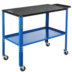 Welding Table 18 in. x 36 in. Portable Welding Workbench Sawhorse 1200 lbs. Load 0.11 in. Thick with Middle Shelf Wheel by VEVOR