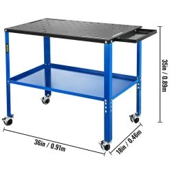 Welding Table 18 in. x 36 in. Portable Welding Workbench Sawhorse 1200 lbs. Load 0.11 in. Thick with Middle Shelf Wheel by VEVOR -Bessey Sales vevor welding kits hjtycbdd13618q11gv0 76 1000