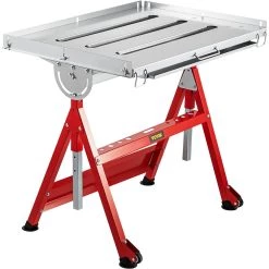 Folding Welding Table 30 in. x 20 in. Sawhorse Workbench 400 lbs. Adjustable with Casters Retractable Guide Rails by VEVOR