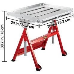 Folding Welding Table 30 in. x 20 in. Sawhorse Workbench 400 lbs. Adjustable with Casters Retractable Guide Rails by VEVOR -Bessey Sales vevor welding kits hjtycybd130209volv0 76 1000